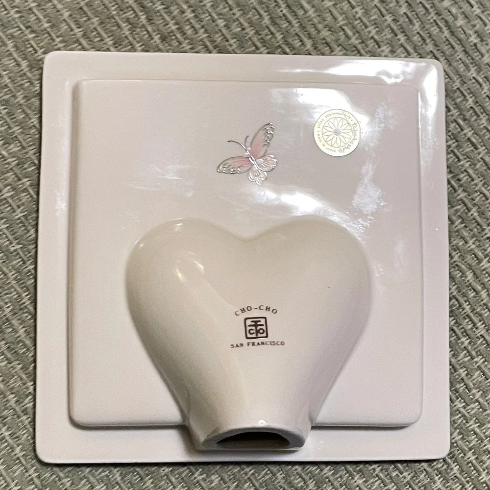 Takahashi San Francisco Cho-Cho Ceramic Wall Pocket Vase Butterfly Floral Japan